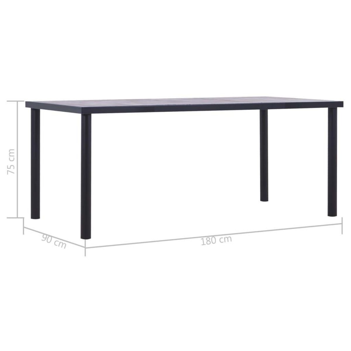 VIDAXL Table a manger Noir et gris beton 180x90x75 cm MDF