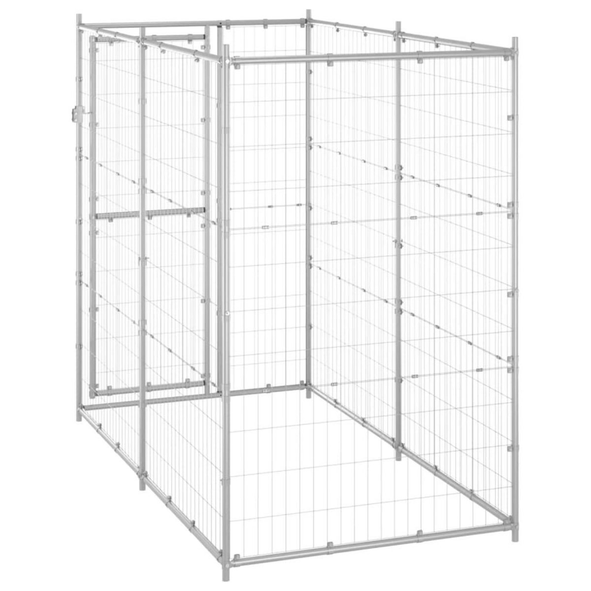 VIDAXL Chenil exterieur pour chiens Acier galvanise 110x220x180 cm