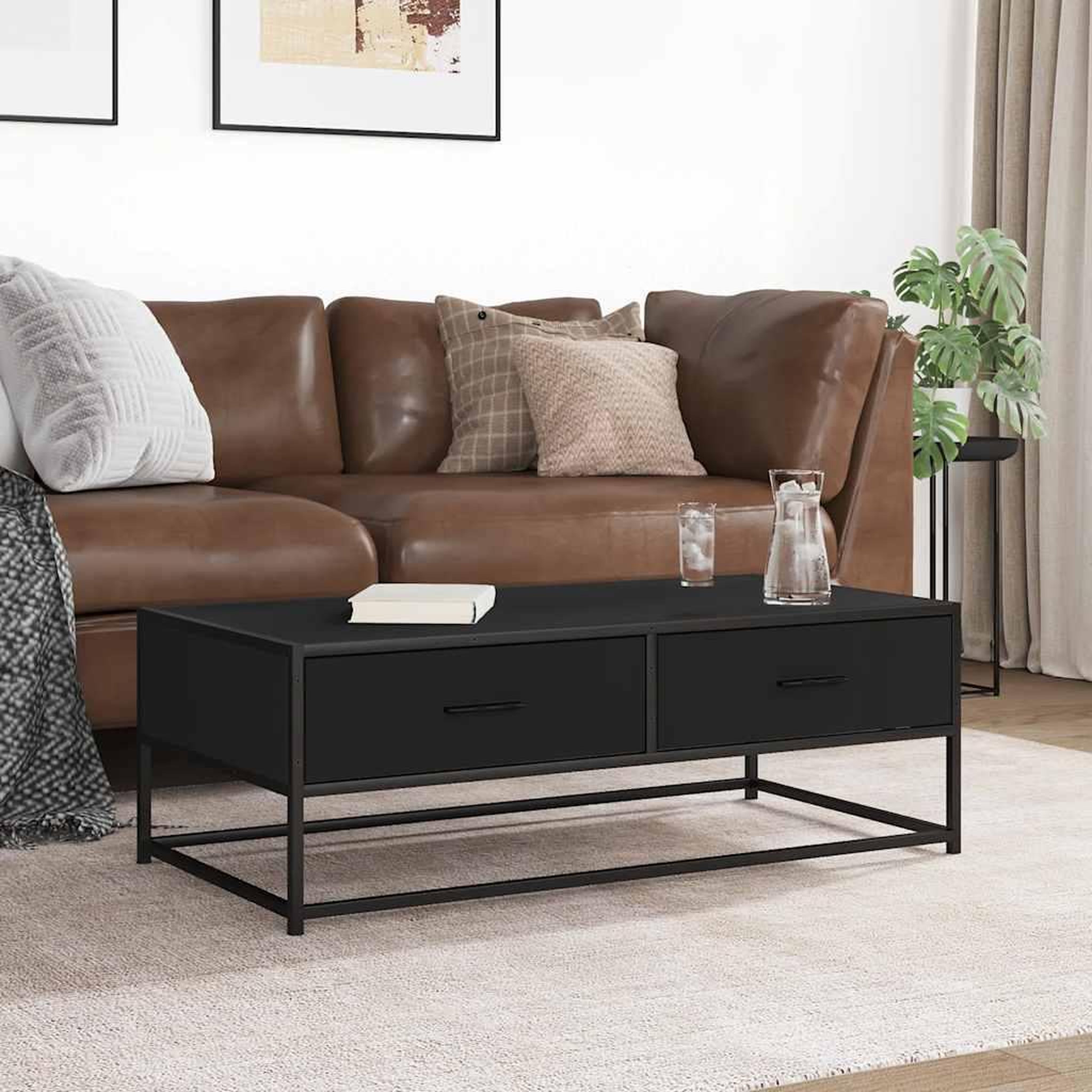 Voir la diapositive 3 : VIDAXL Table basse noir 100x50x35 cm bois d'ingenierie et metal