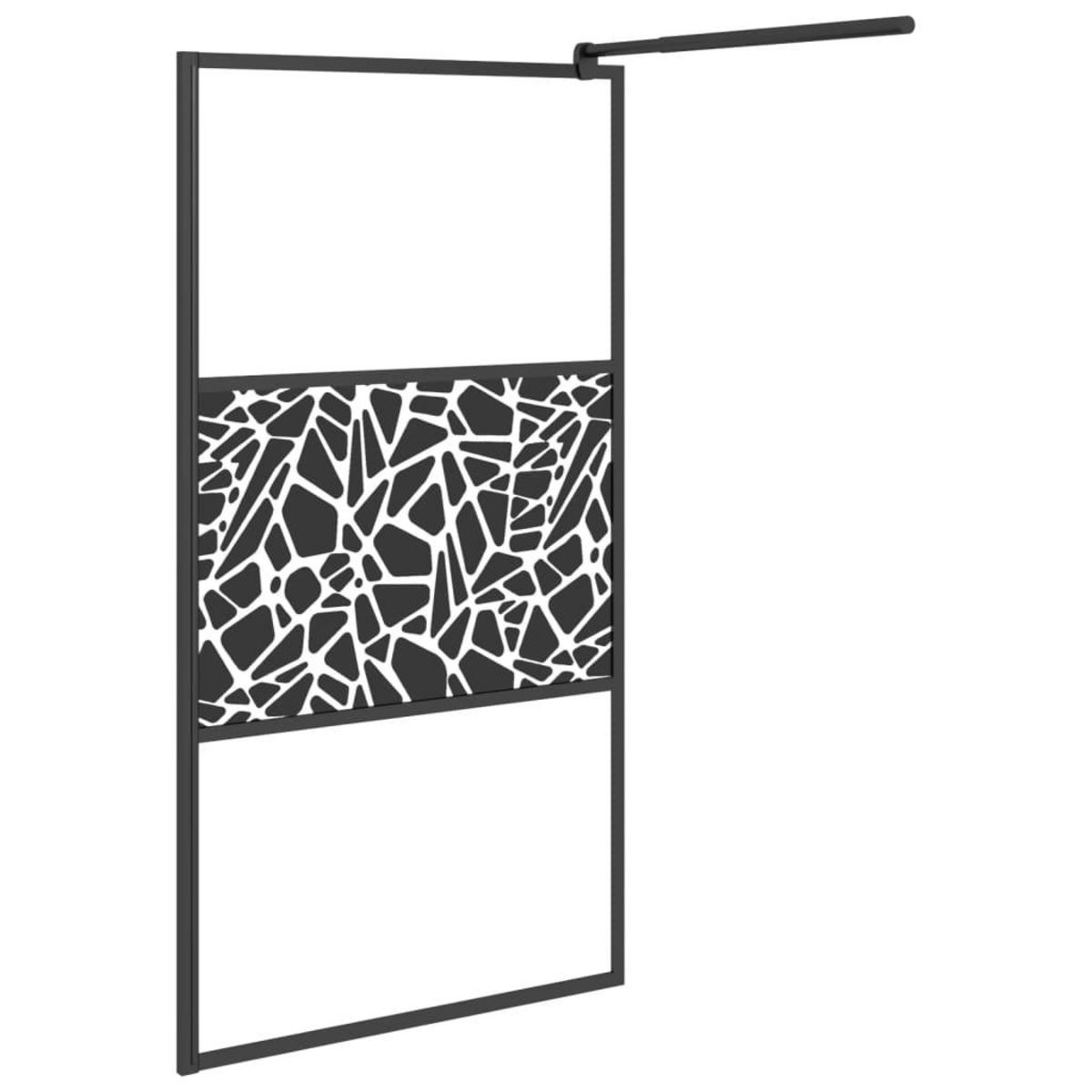 VIDAXL Paroi de douche 100x195 cm Verre ESG avec design de pierre Noir