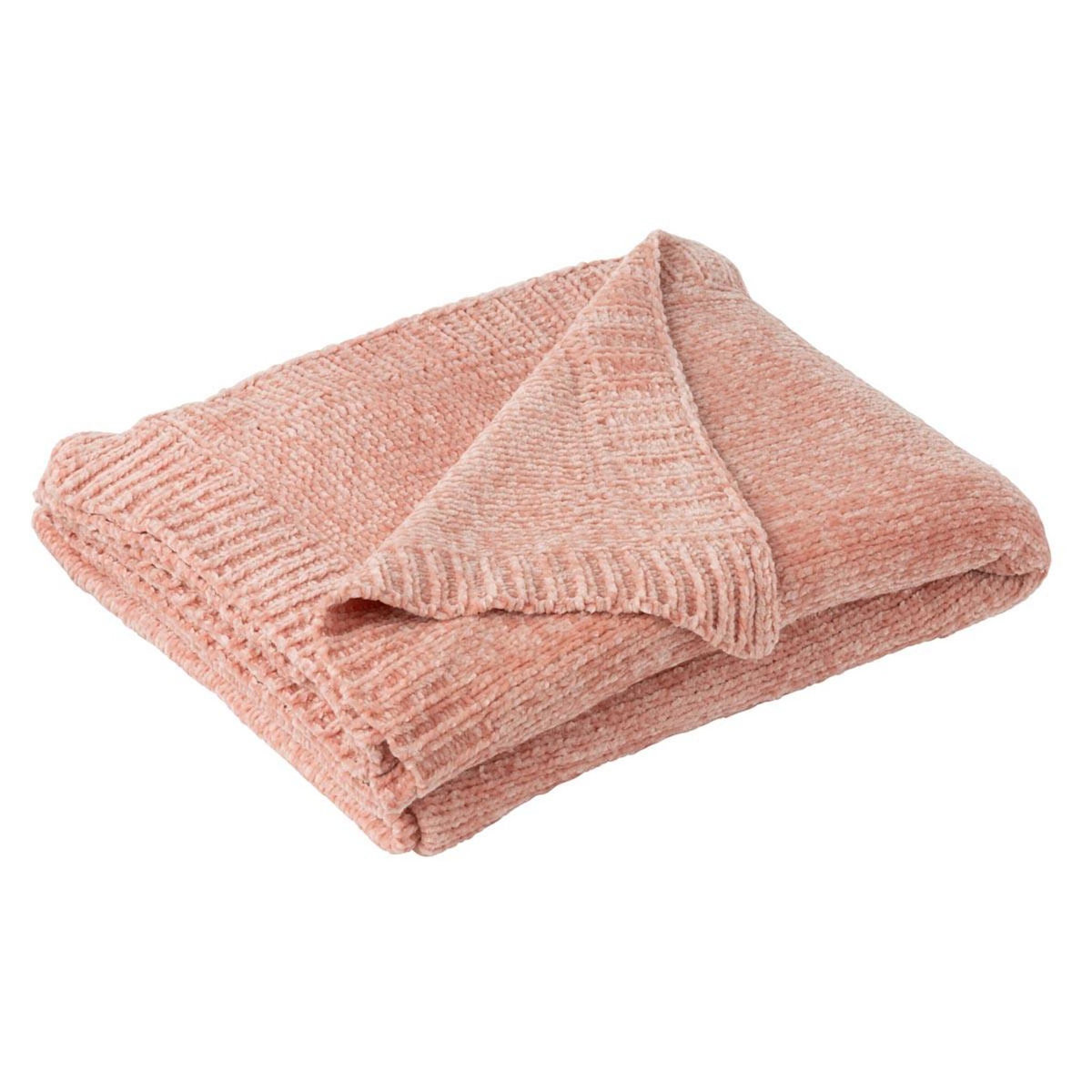 Paris Prix Plaid Uni Chenille  Bradly  130x170cm Rose Clair