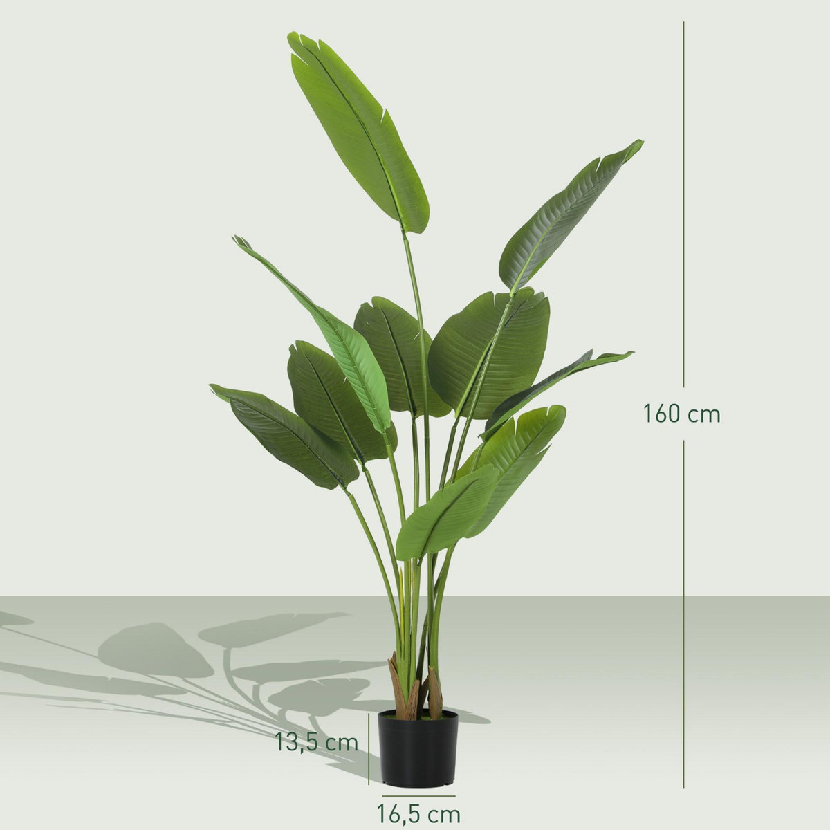 HOMCOM Plante artificielle bananier H.160cm 10 grandes feuilles grand réalisme pot inclus