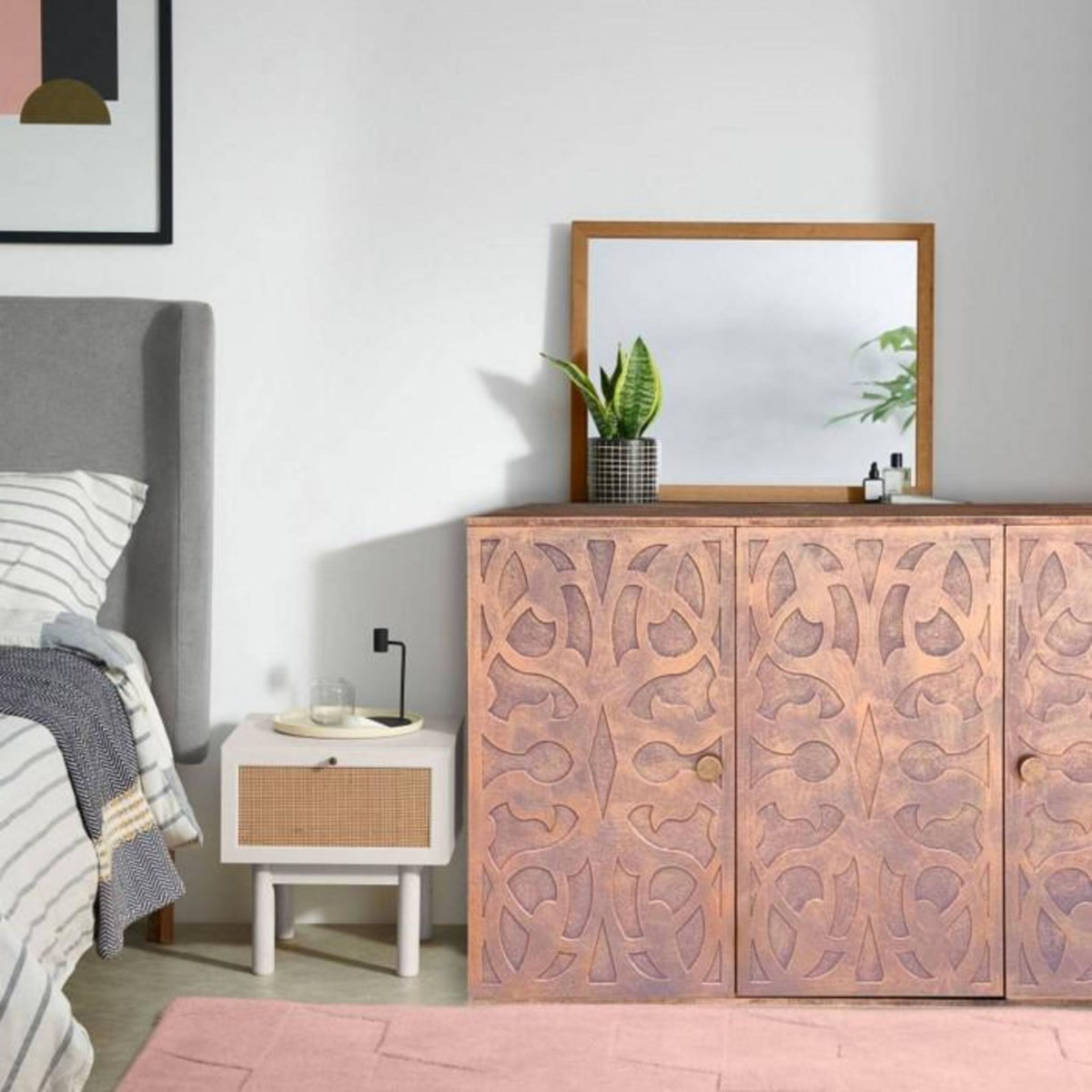 Paris Prix Buffet en Bois Sculpté  Malarmé  120cm Cuivre