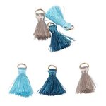 Paris Prix Lot de 6 Mini Pompons  Bijoux  1cm Bleu & Gris