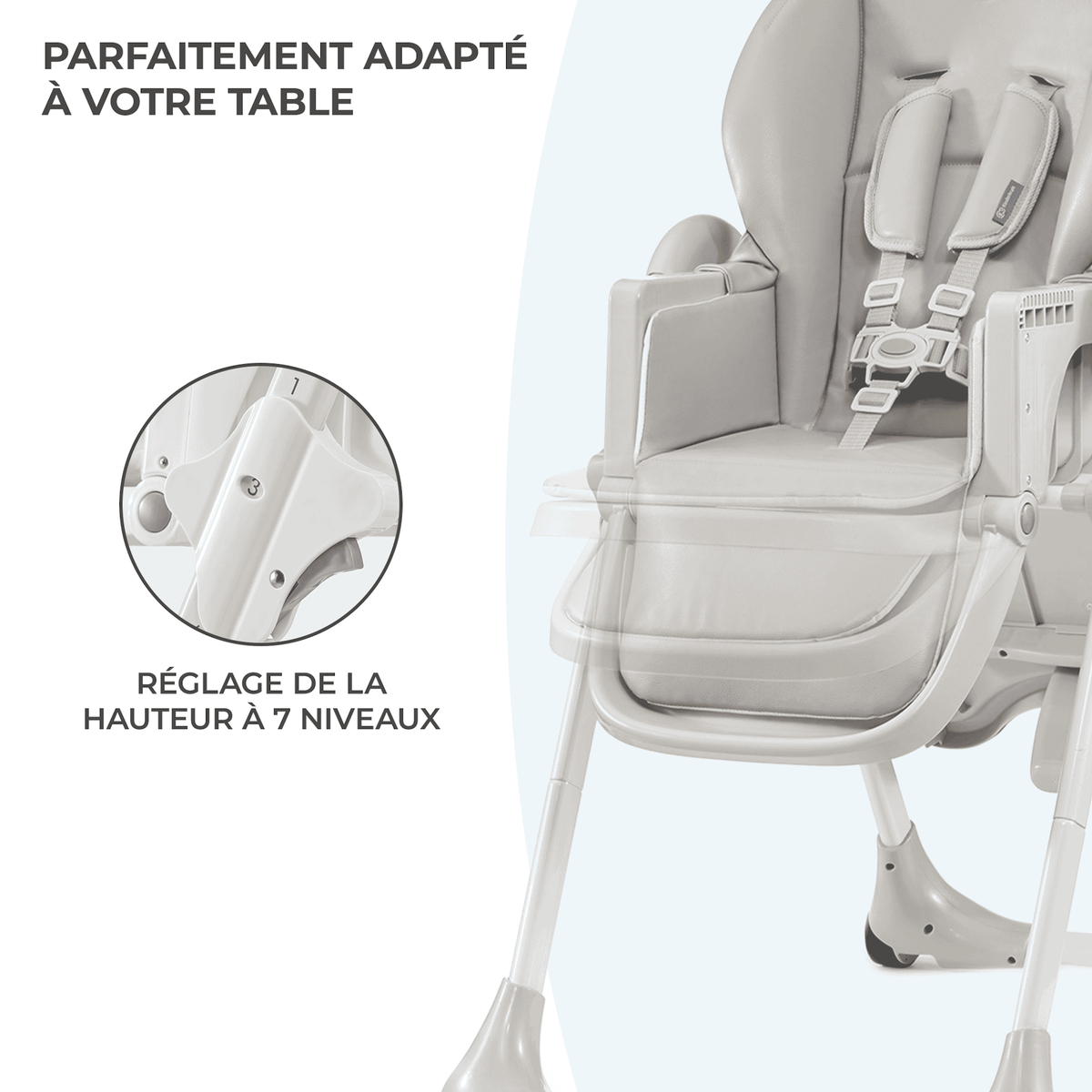 KINDERKRAFT Chaise haute bebe reglable pliante plateau amovib