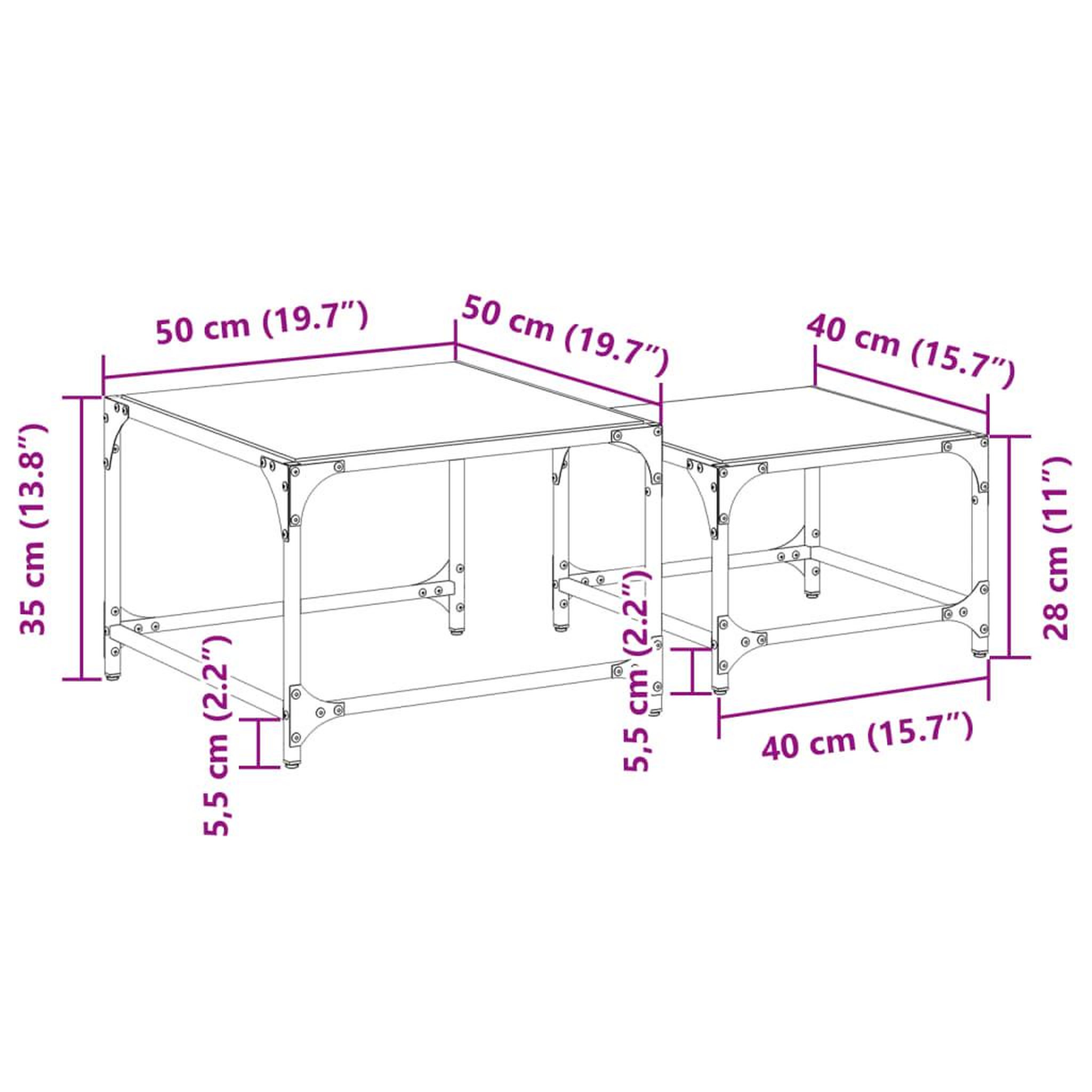 Voir la diapositive 6 : VIDAXL Tables basses gigognes 2 pcs dessus en verre transparent acier