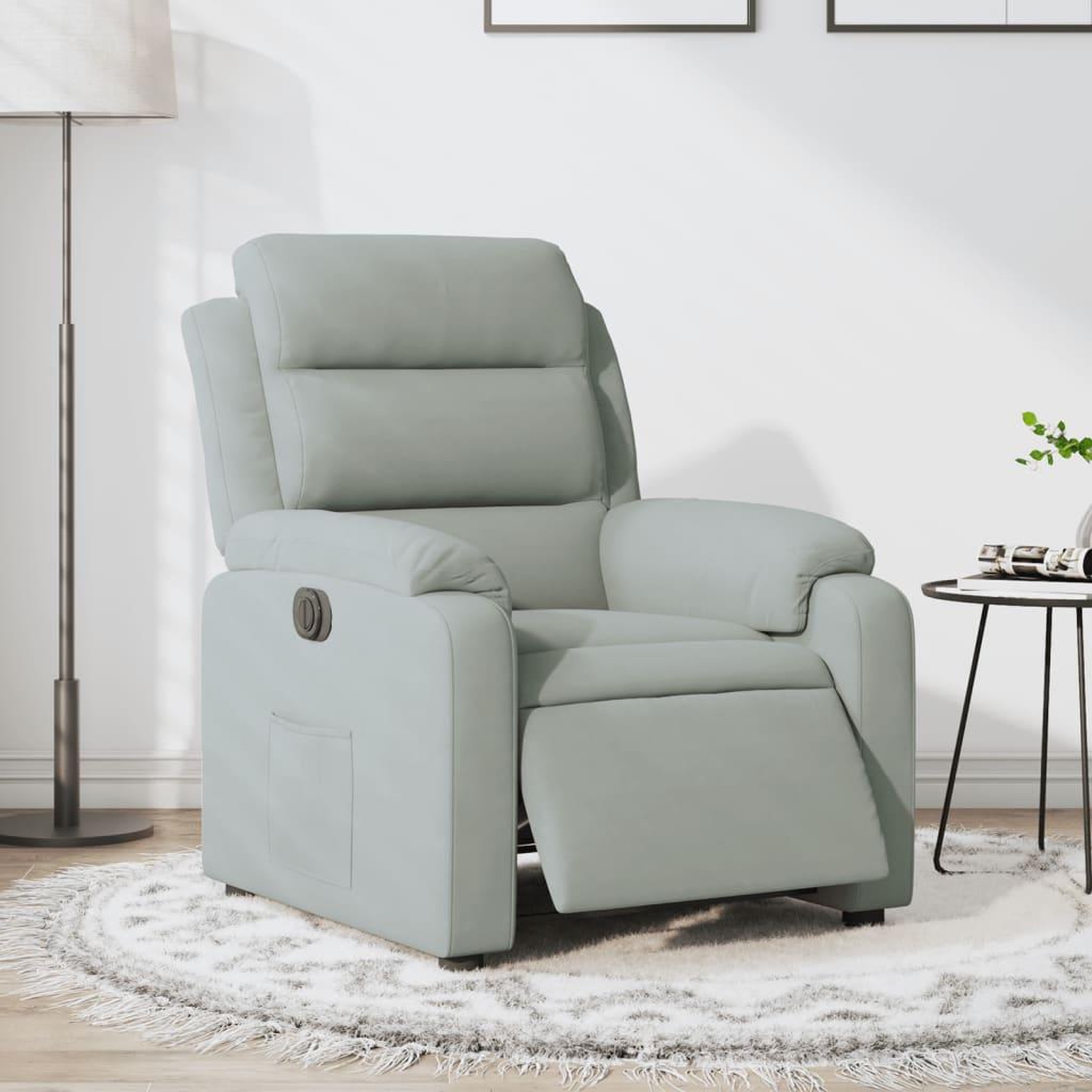 VIDAXL Fauteuil inclinable electrique gris clair velours