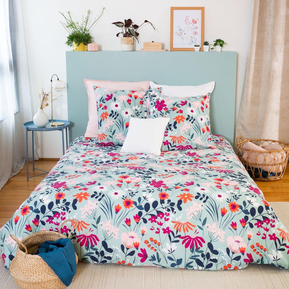 Home collection Parure housse de couette coton bio 57fils/cm-flore
