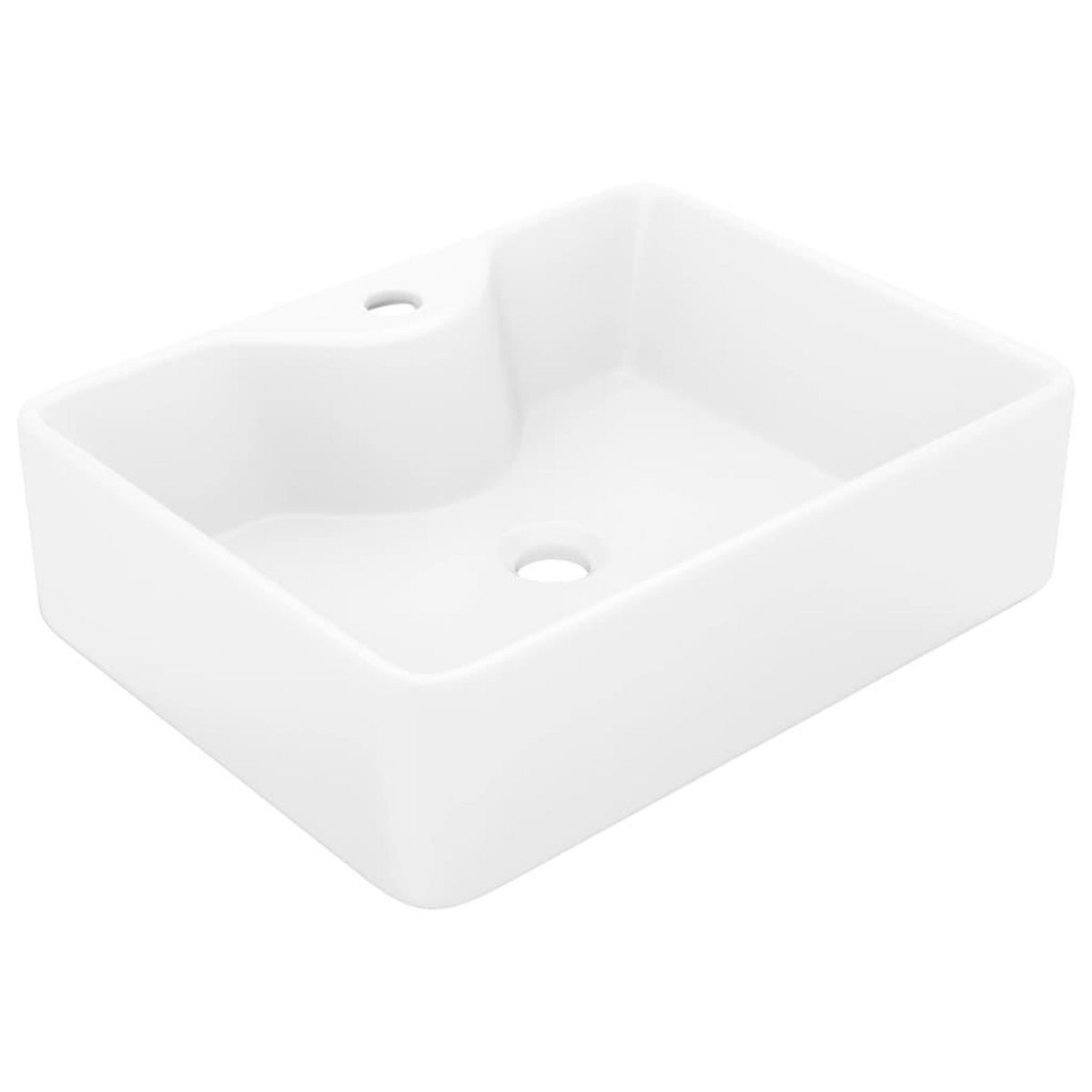 VIDAXL Vasque carre a trou pour robinet ceramique blanc pour salle de bain