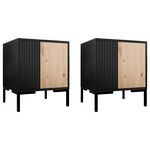 BEST MOBILIER Cambridge - lot de 2 tables de chevet - effet bois et noir - 44 cm. Coloris disponibles : Marron