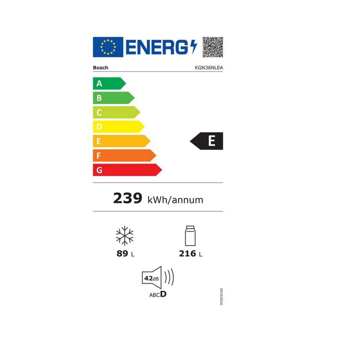BOSCH Réfrigérateur combiné 60cm 302l nofrost inox - kgn36nlea