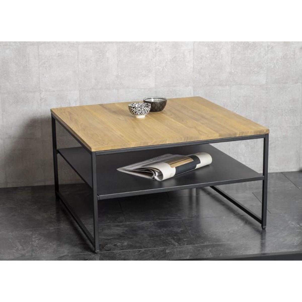 Paris Prix Table Basse Design  Pika  70cm Chêne & Noir