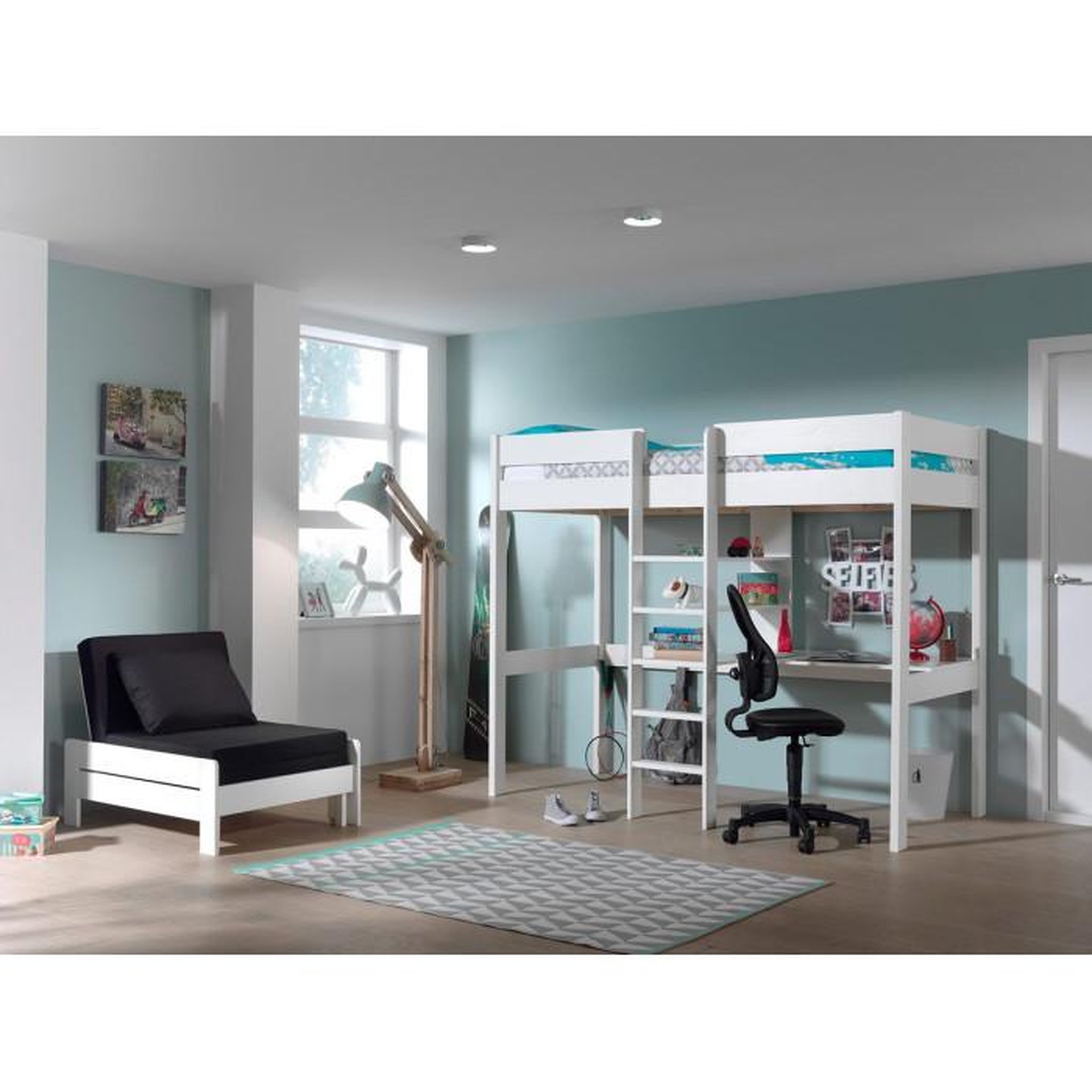 Voir la diapositive 3 : Paris Prix Fauteuil-Lit Convertible Enfant  Pino  98-207cm Blanc
