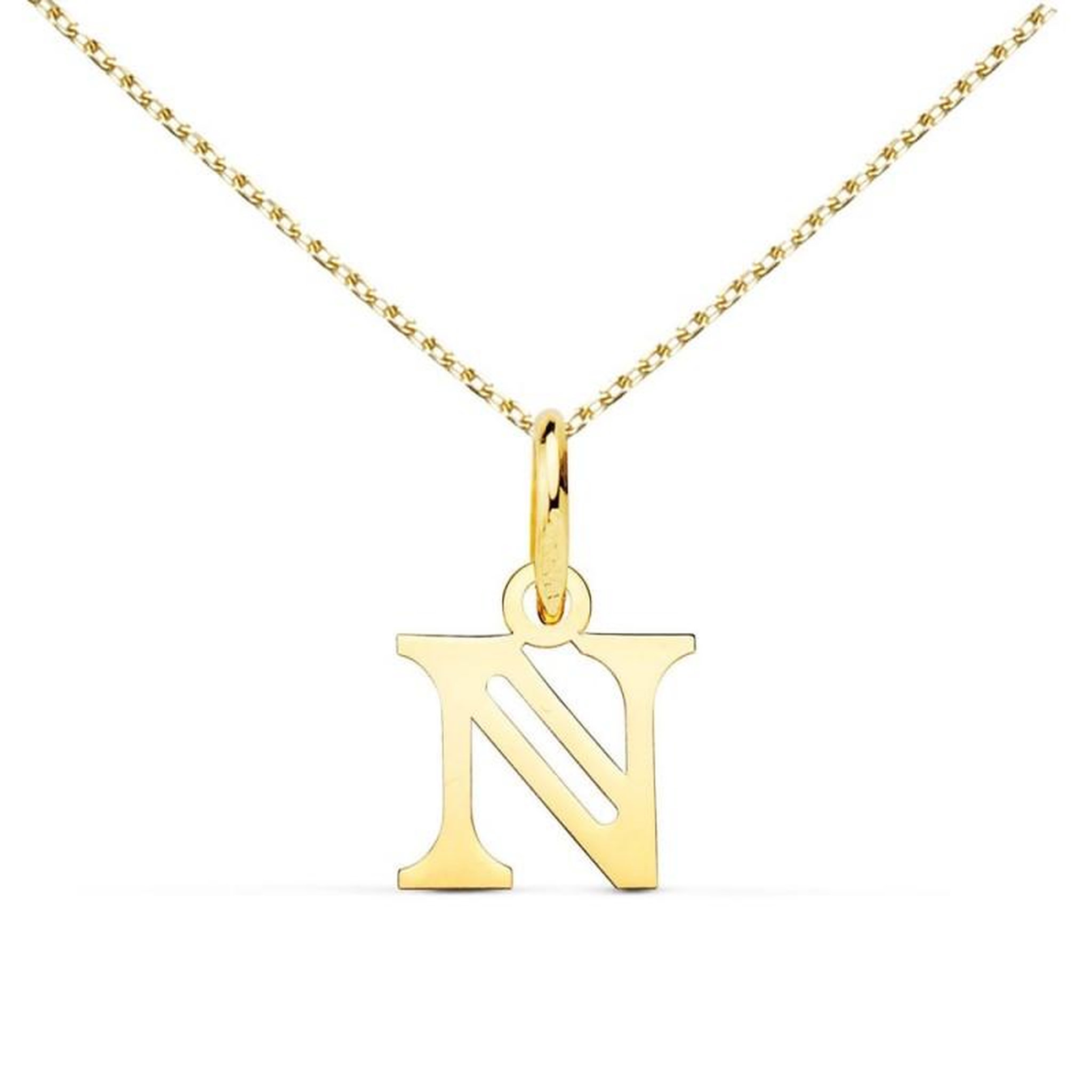 L'ATELIER D'AZUR Collier - Pendentif Lettre  N  Or 750/1000 - Chaine Dorée