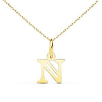 L'ATELIER D'AZUR Collier - Pendentif Lettre  N  Or 750/1000 - Chaine Dorée