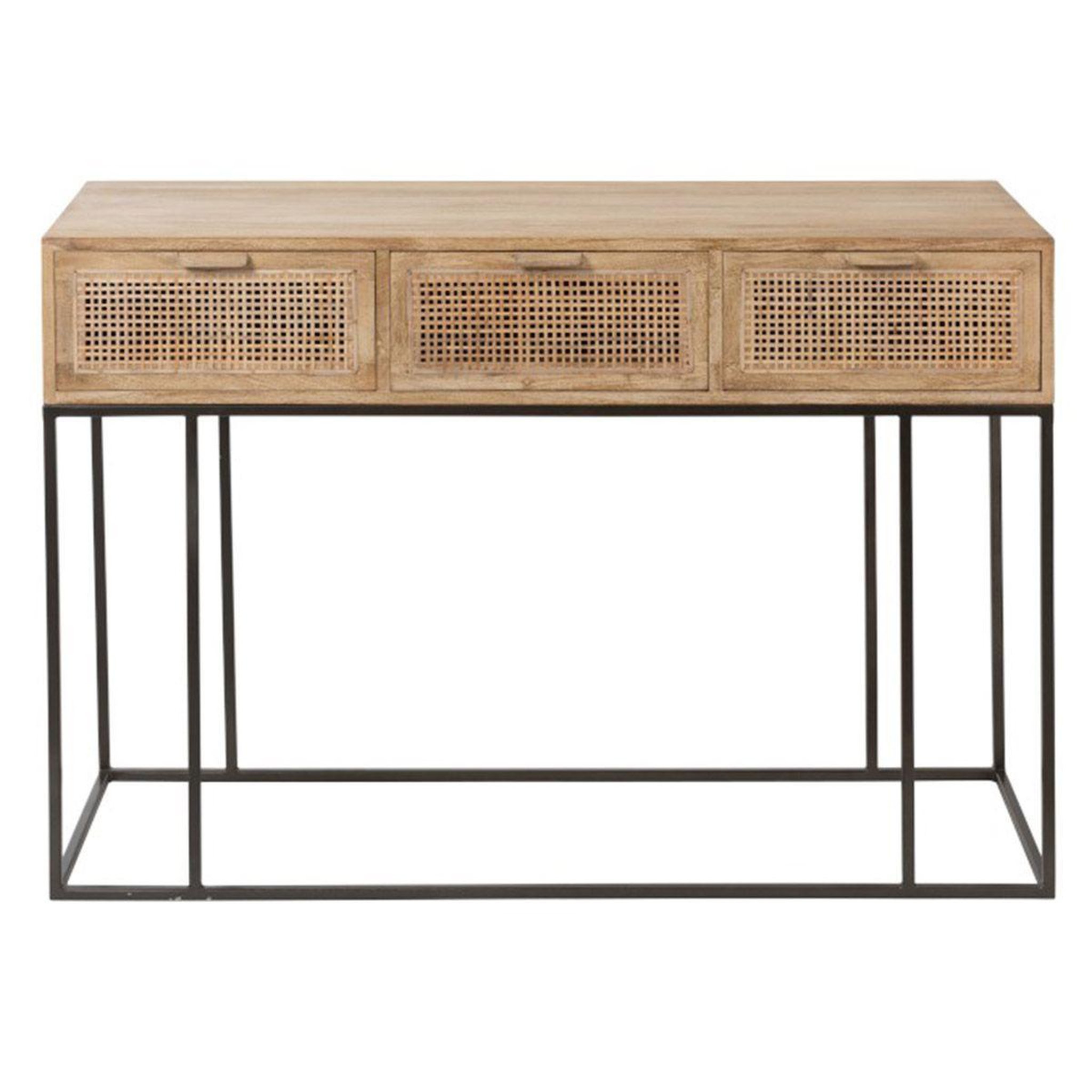 Voir la diapositive 2 : J-LINE Console 3 tiroirs en bois  bombay  120cm naturel