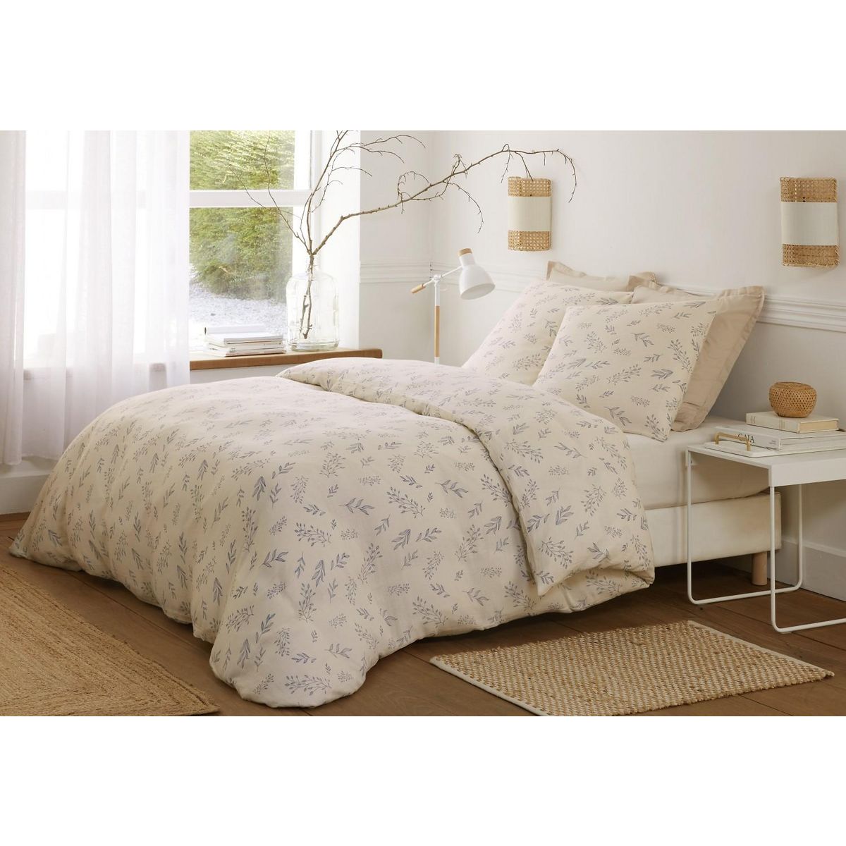 BATON ROUGE Parure housse de couette 100% gaze de coton imprimé liveo