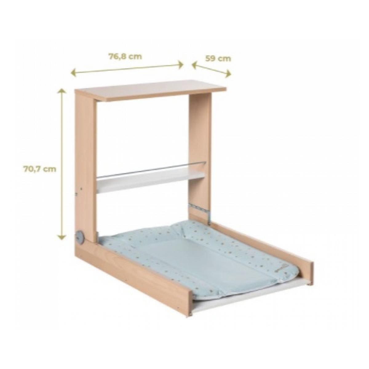 GEUTHER Table à Langer Murale Wicki de Geuther avec Matelas Blanc et Motifs Animaux