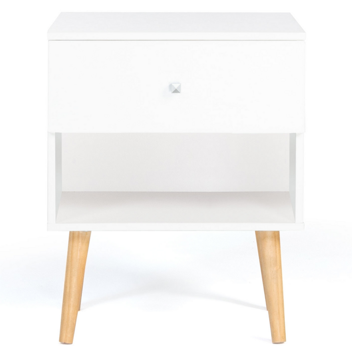 ID MARKET Lot de 2 tables de chevet EMMIE scandinaves 1 tiroir avec niche blanc