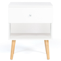 Voir la diapositive 3 : ID MARKET Lot de 2 tables de chevet EMMIE scandinaves 1 tiroir avec niche blanc
