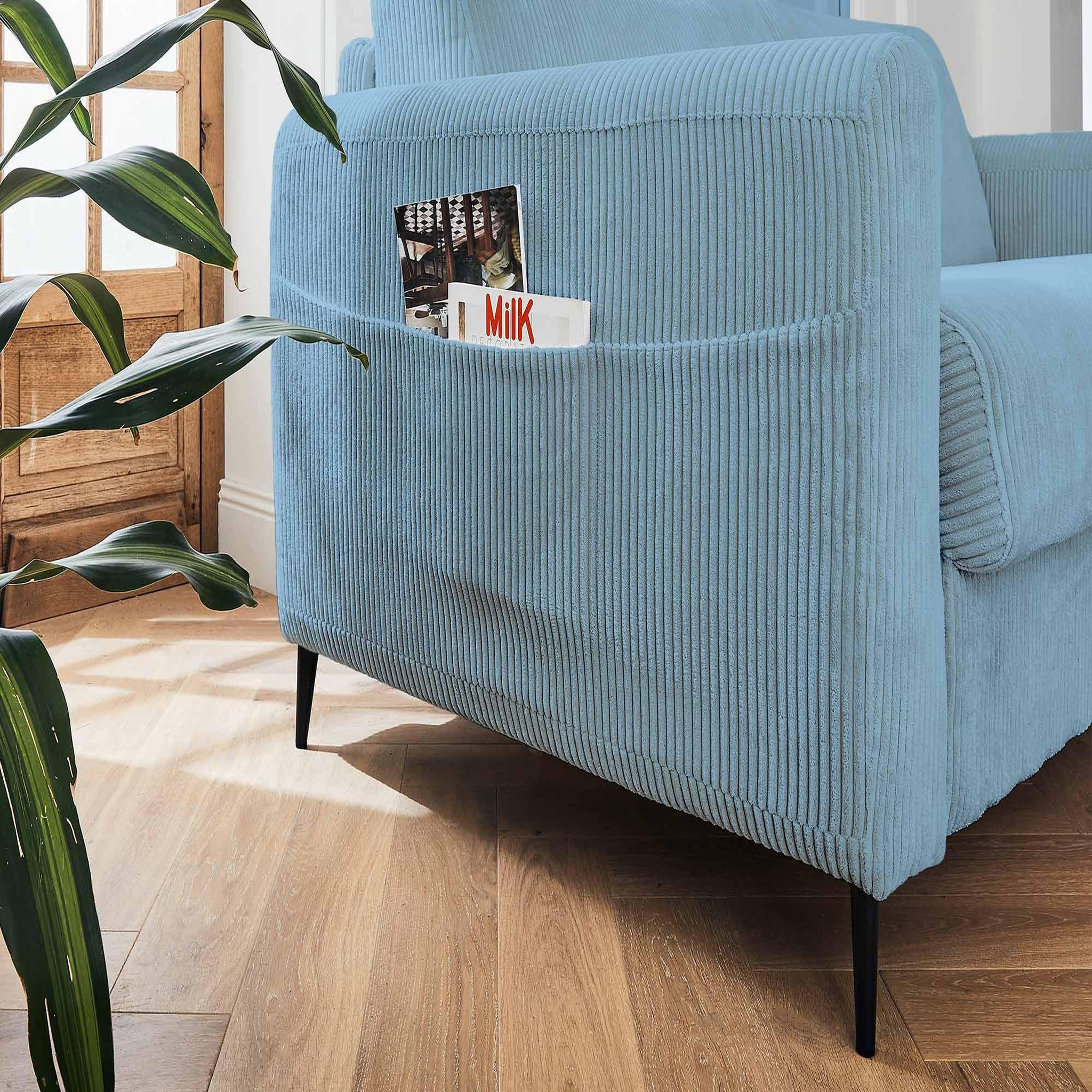 Voir la diapositive 6 : LISA DESIGN Owen - canapé 3 places convertible express couchage quotidien 140 cm matelas 12 cm en velours côtelé
