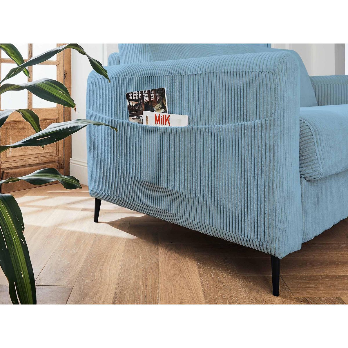 LISA DESIGN Owen - canapé 3 places convertible express couchage quotidien 140 cm matelas 12 cm en velours côtelé