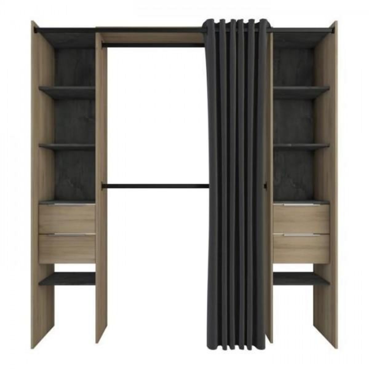 Demeyere DEMEYERE Kit dressing 2 colonnes + 2 penderies + 4 tiroirs - Décor chene Kronberg - L 115 x P 50,1 x H 203 cm