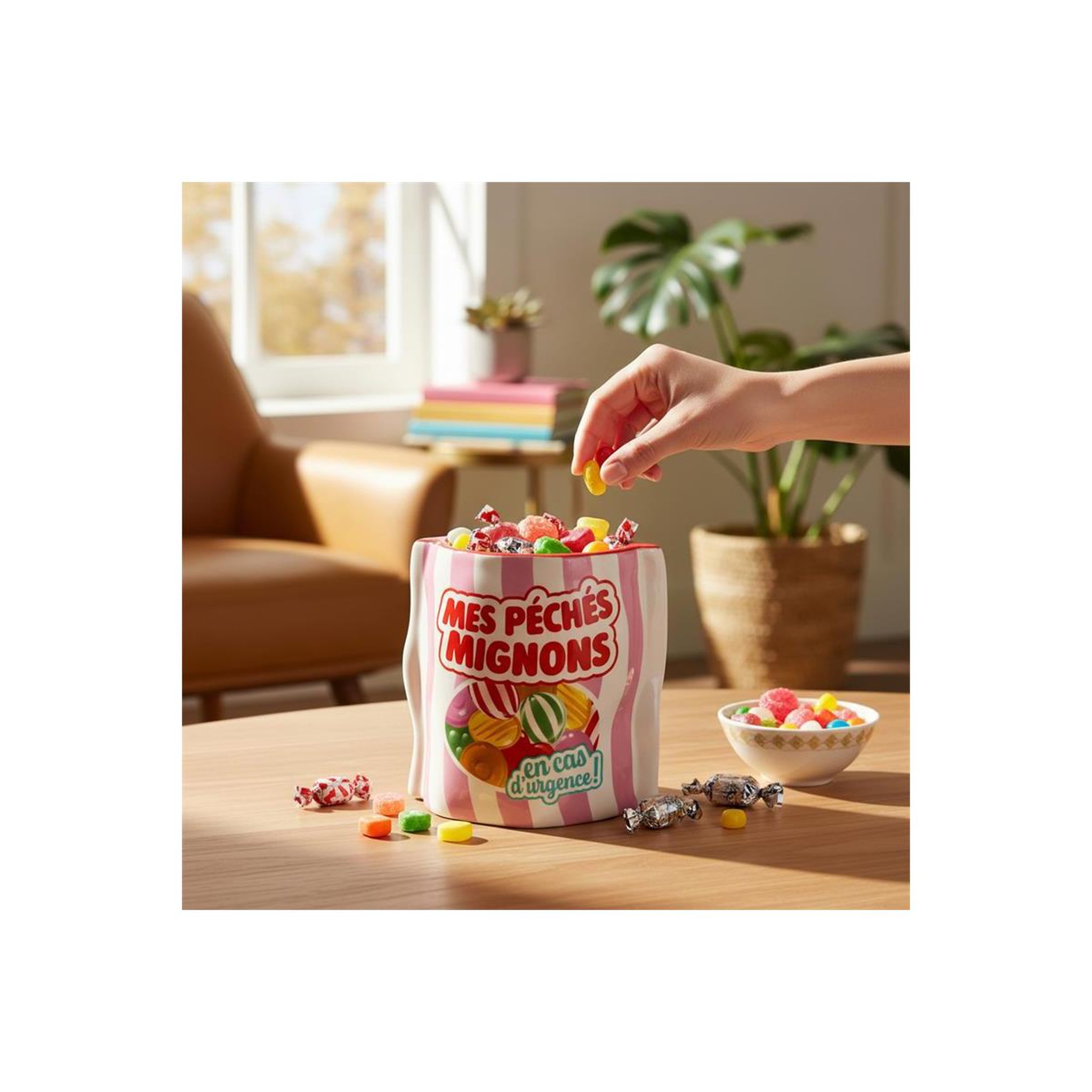 Voir la diapositive 4 : COOK CONCEPT Pot à bonbons en céramique  ludique  12cm multicolore