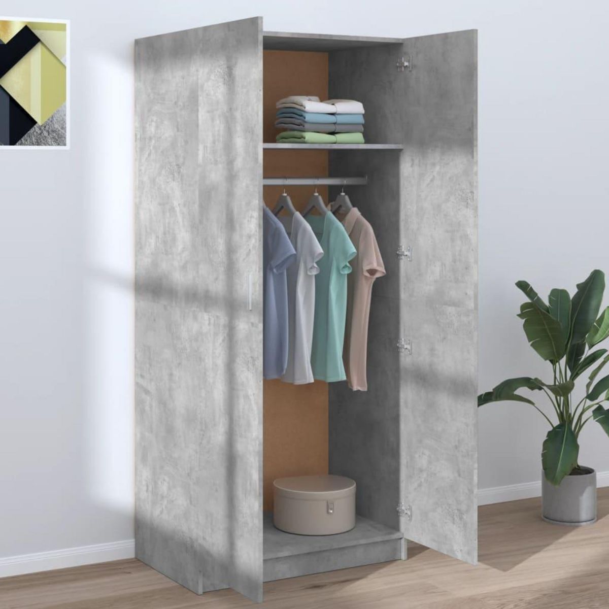 VIDAXL Garde-robe Gris beton 80x52x180 cm Bois d'ingenierie