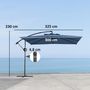 Voir la diapositive 3 : OUTSUNNY Parasol déporté carré 3 x 3 m réglable piètement croix manivelle tissu haute densité 180g/m² UPF50+ bleu