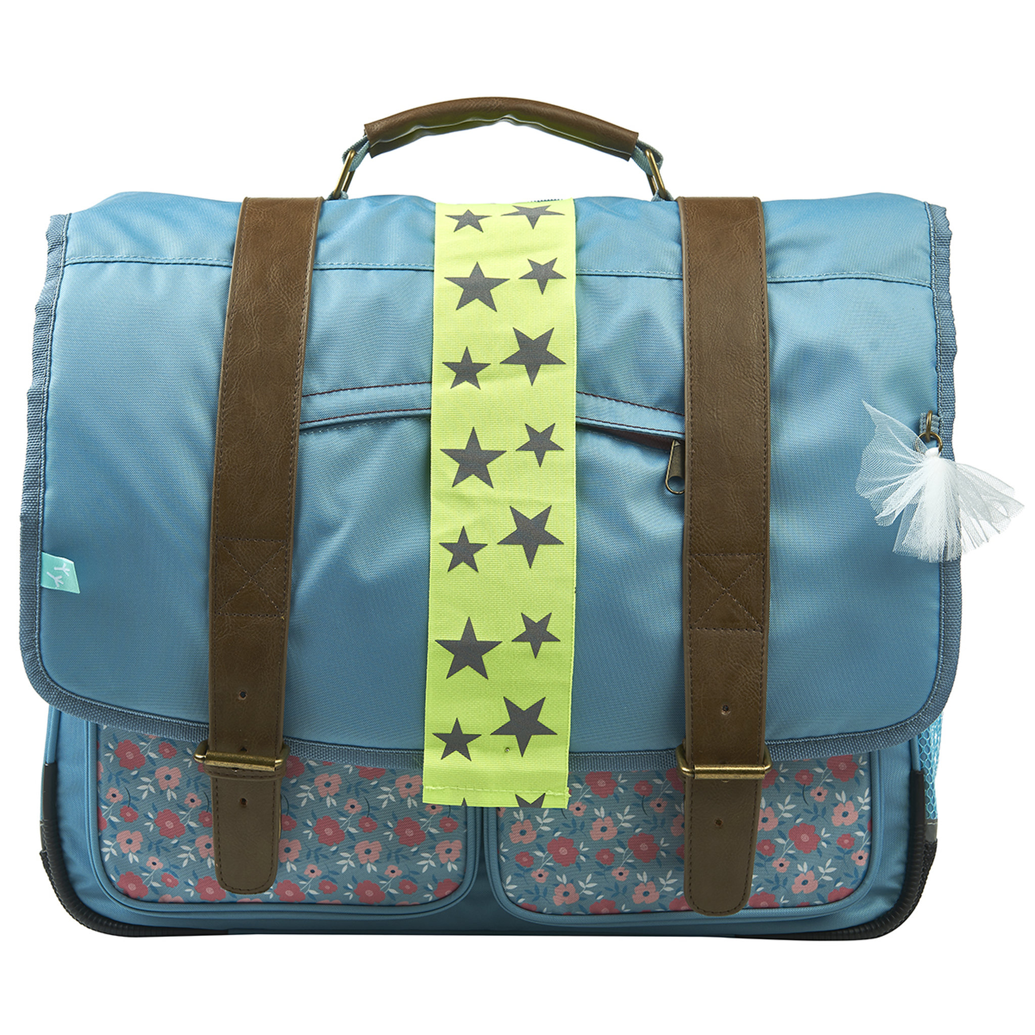 Voir la diapositive 5 : AUCHAN Cartable 38 cm CP/CE1/CE2 bleu motif fleurs avec leds