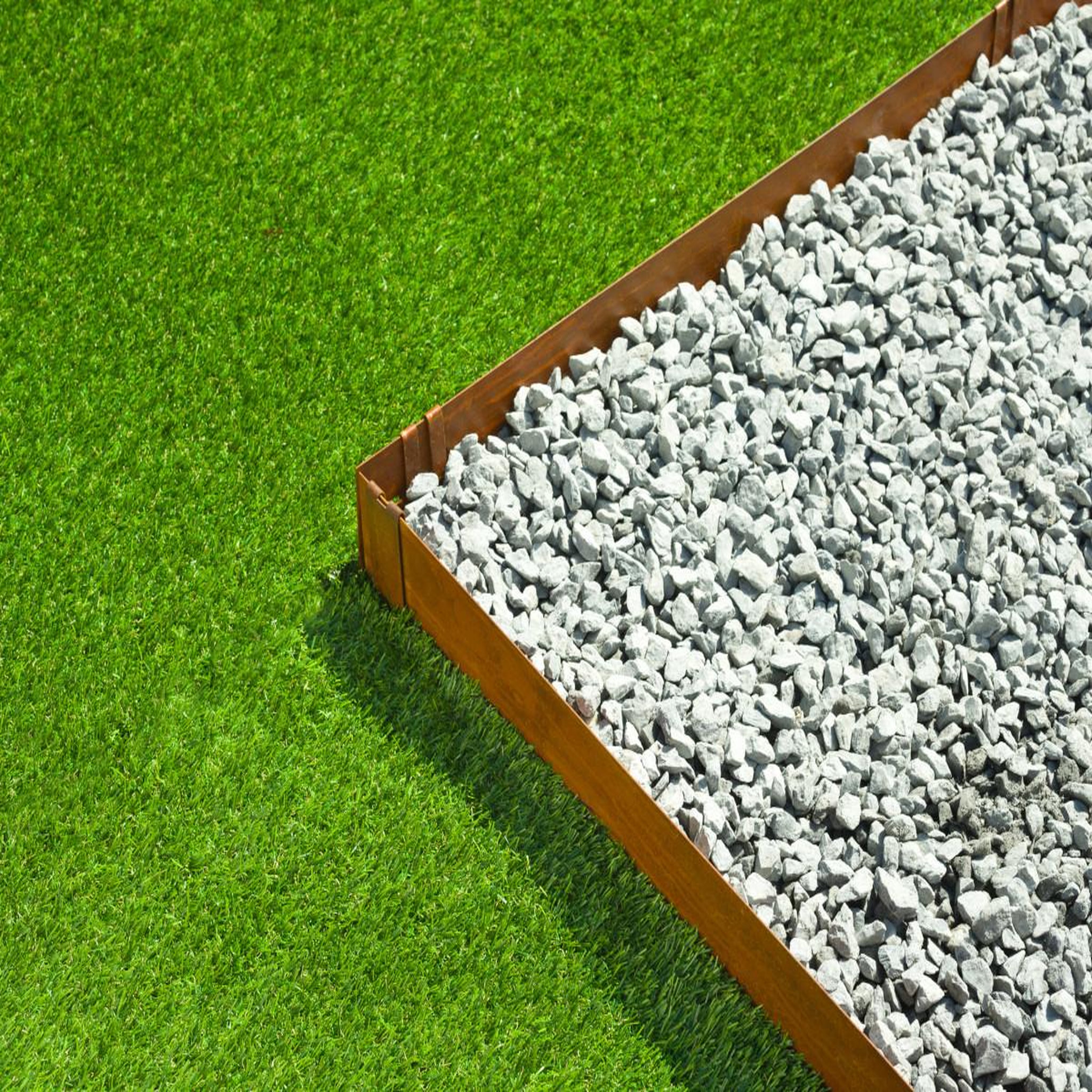 Voir la diapositive 2 : NATURE 3 bordures de jardin acier galvanisé avec 4 ancres incluses, 3 lattes de 91,4  x H10,2 cm soit 2,64 m - Corten - Nature