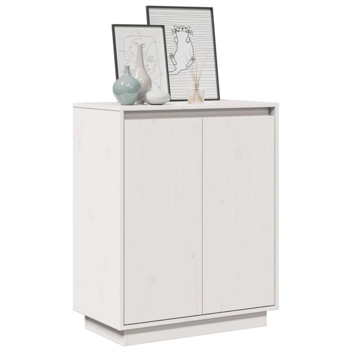 VIDAXL Buffet Blanc 60x34x75 cm Bois massif de pin