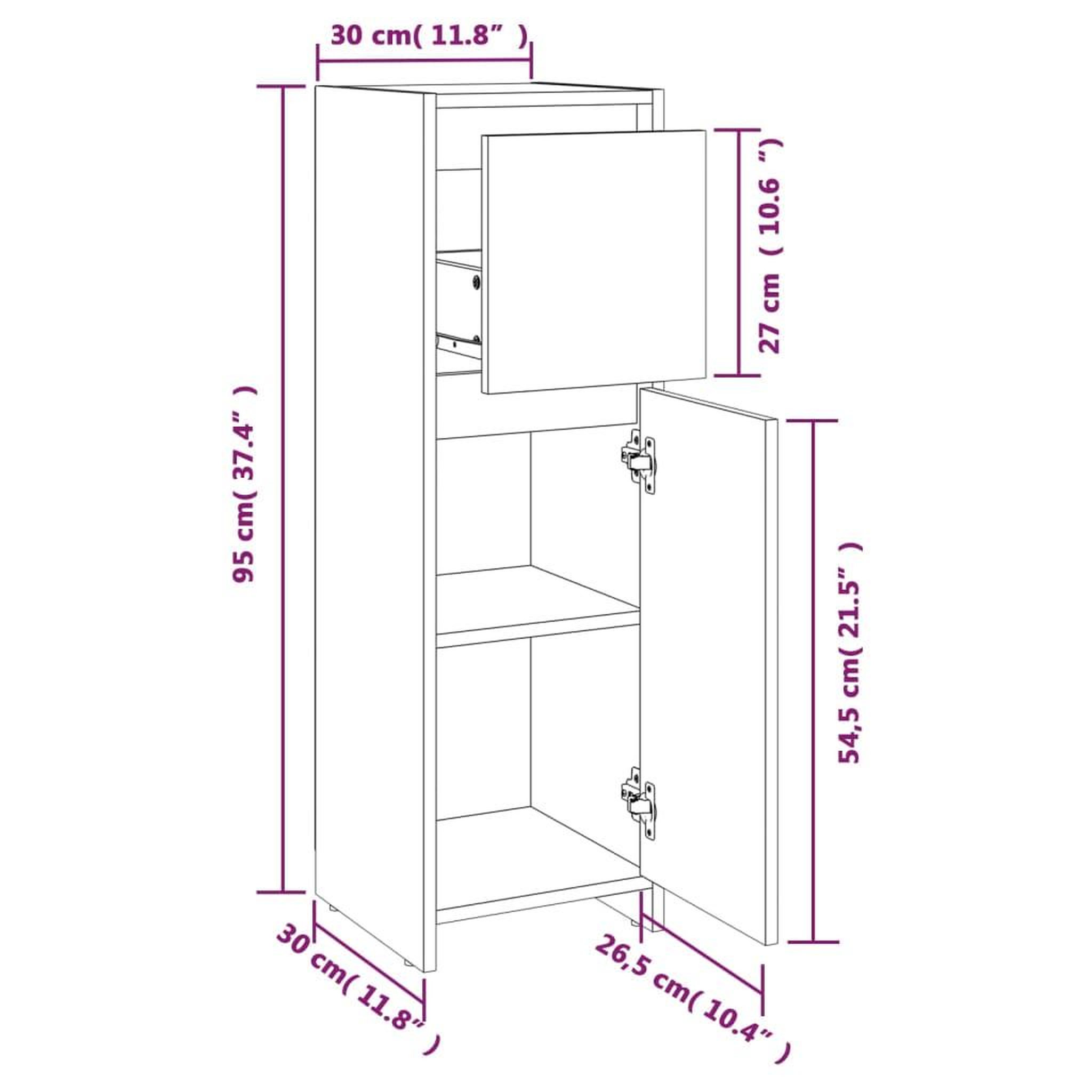 Voir la diapositive 6 : VIDAXL Armoire de bain Sonoma gris 30x30x95 cm Bois d'ingenierie