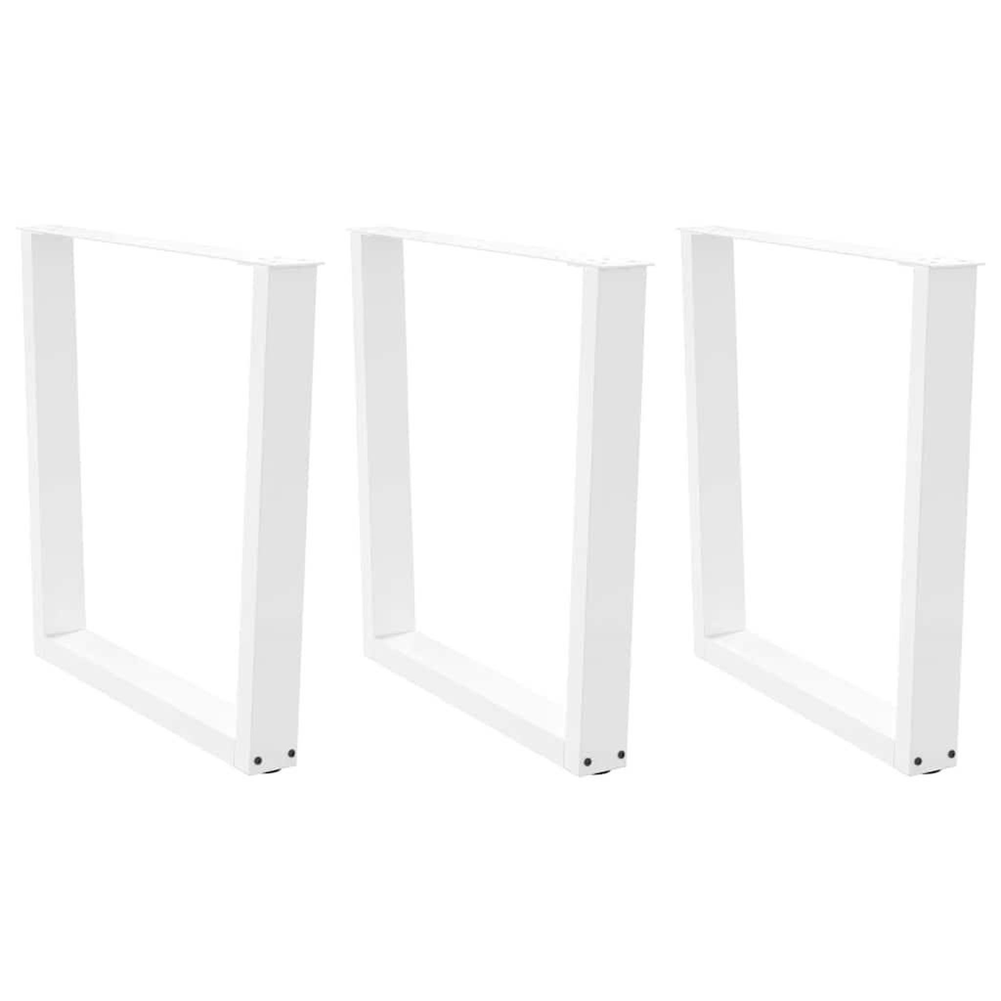 VIDAXL Pieds de table a manger forme de V 3 pcs blanc 90x(72-73,3) cm
