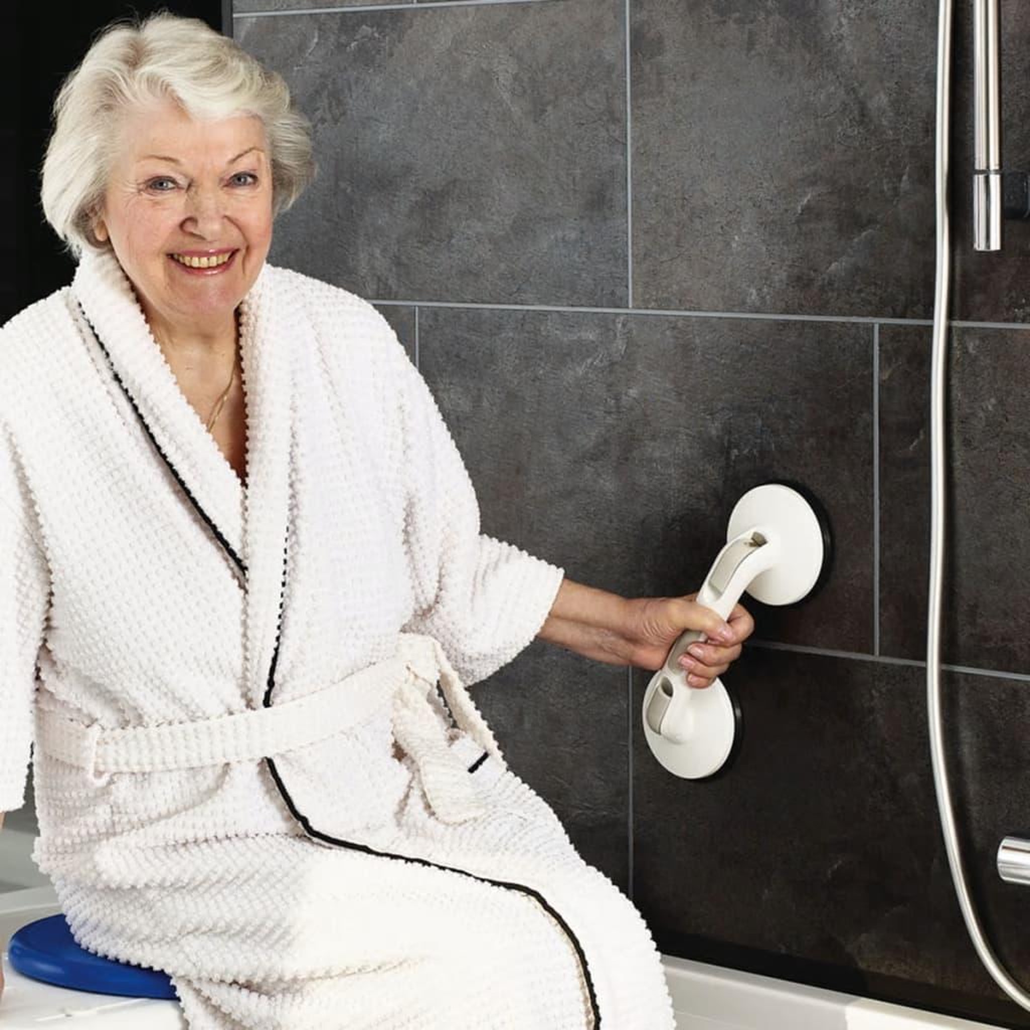 Voir la diapositive 3 : RIDDER RIDDER Barre d'appui a ventouse Premium blanc 12,5 cm 80 kg A0243301