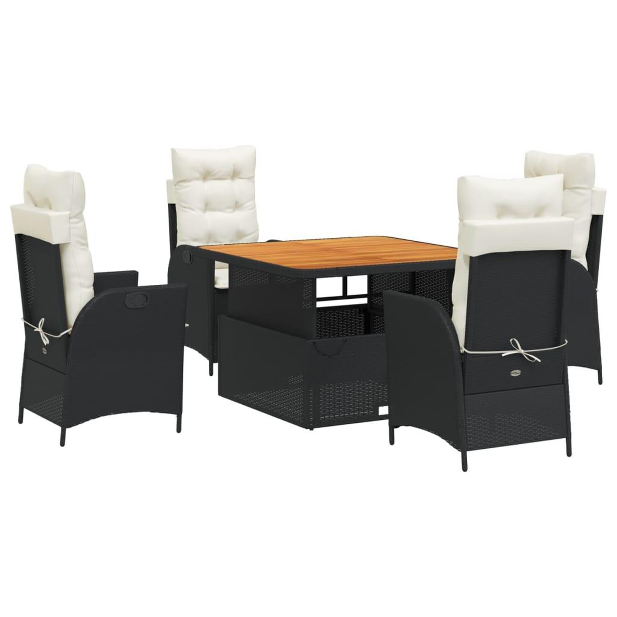 Voir la diapositive 2 : VIDAXL Ensemble a manger de jardin coussins 5pcs Noir Resine tressee