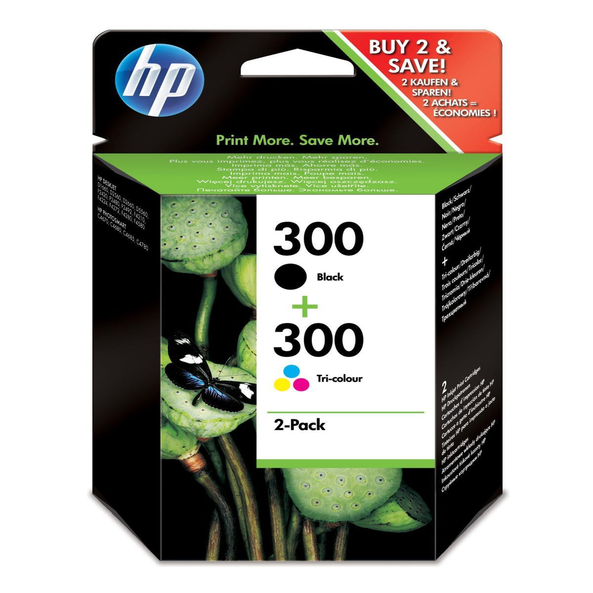 Voir la diapositive 2 : HP HP 300 pack de 2 cartouches dencre noire/trois couleurs authentiques pour HP DeskJet F4580 et HP Photosmart C4680/C4795 CN637EE
