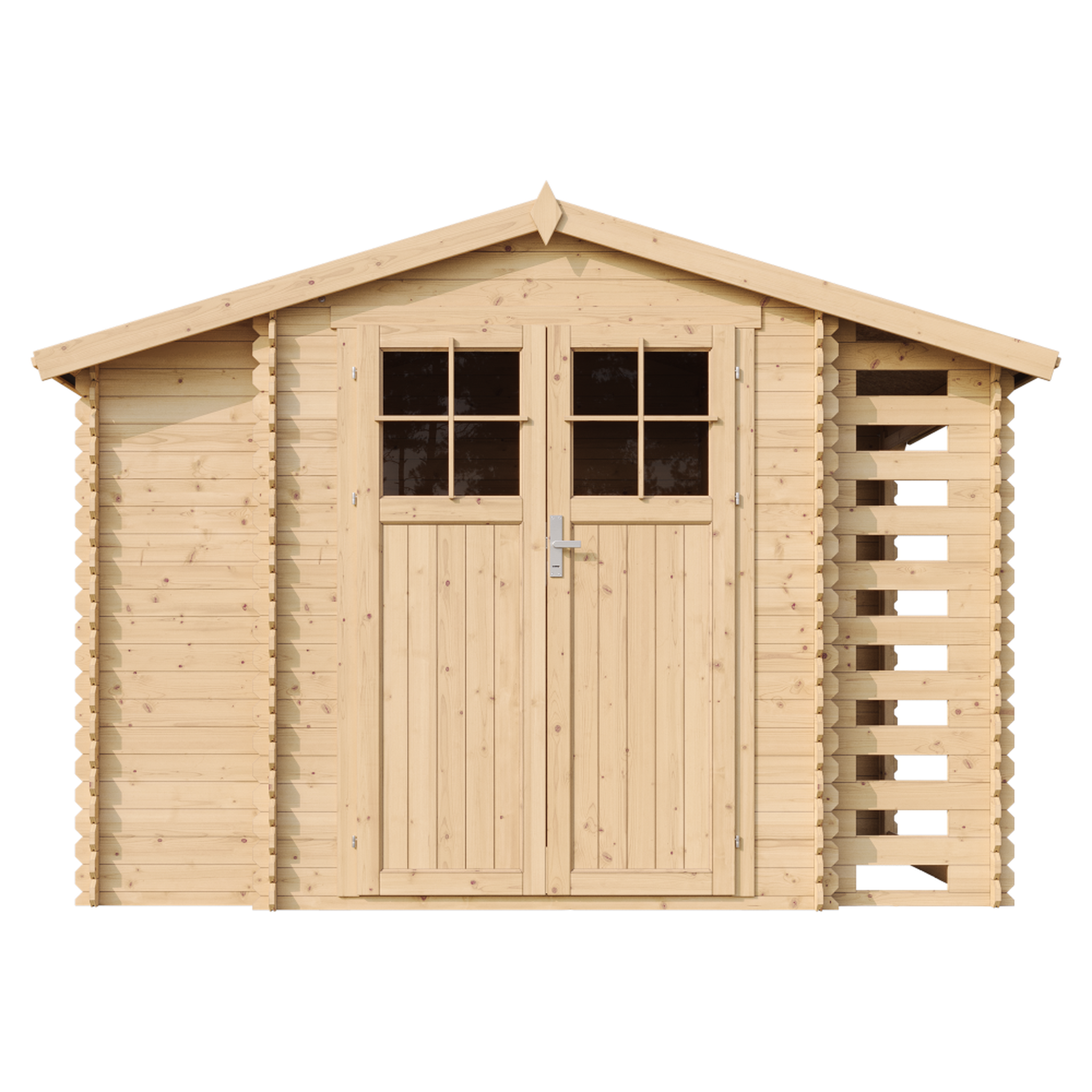 Voir la diapositive 2 : TIMBELA Abri de jardin en bois et range bûches extérieur - 3,53 + 0,97+0,97 m2 m389f