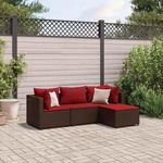 VIDAXL Salon de jardin 4 pcs avec coussins Marron Resine tressee