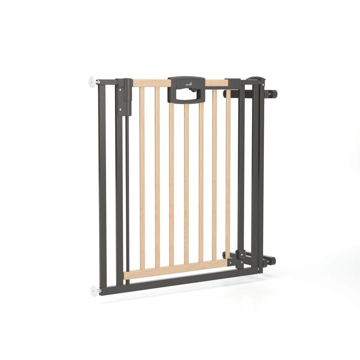 GEUTHER Barrière d'Escalier à Pression Easylock Plus en Bois et Métal - 92 cm à 100,5 cm - Couleur Nature et Noir