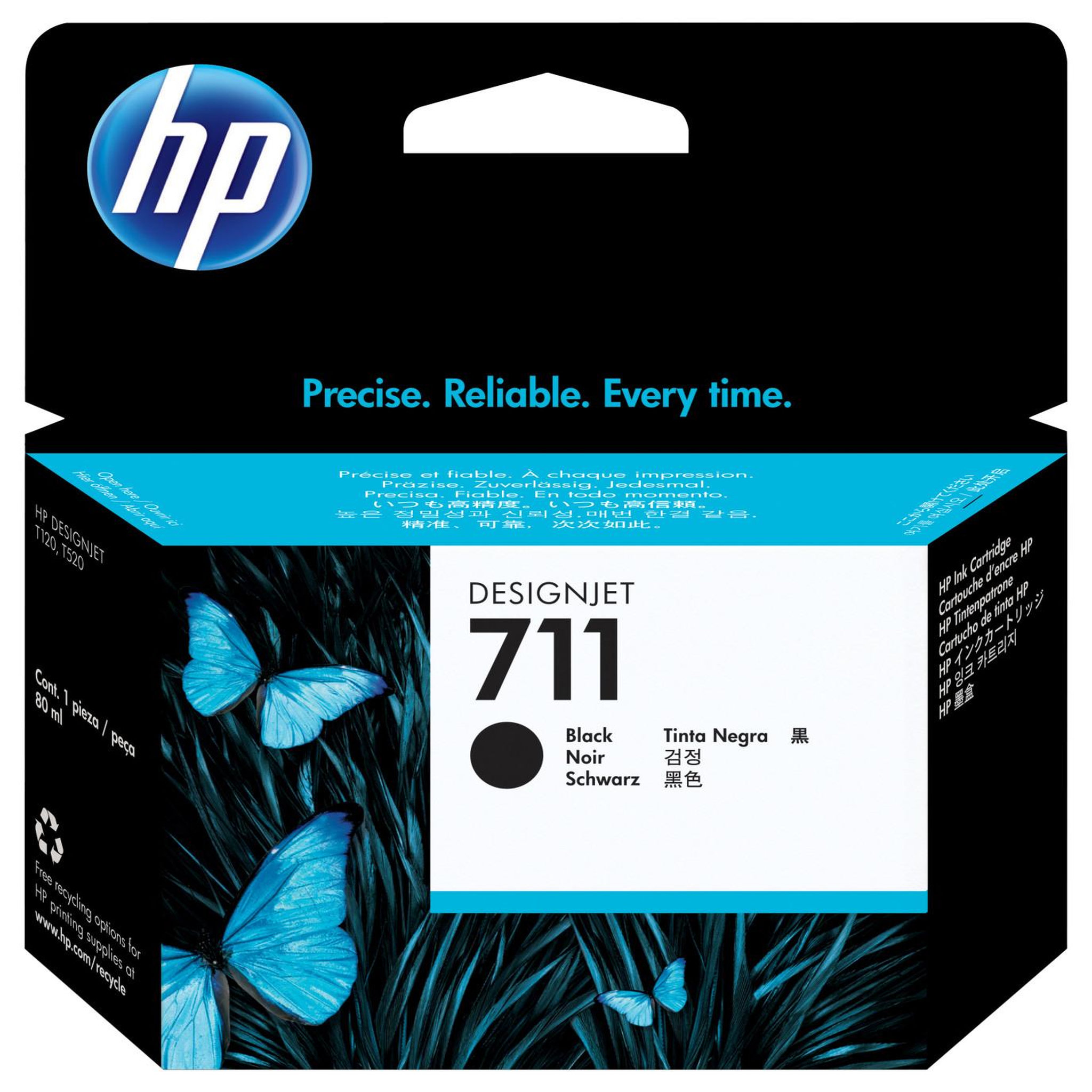 Voir la diapositive 2 : HP Cartouche d'encre HP 711 - 80 ml - Noir - Original