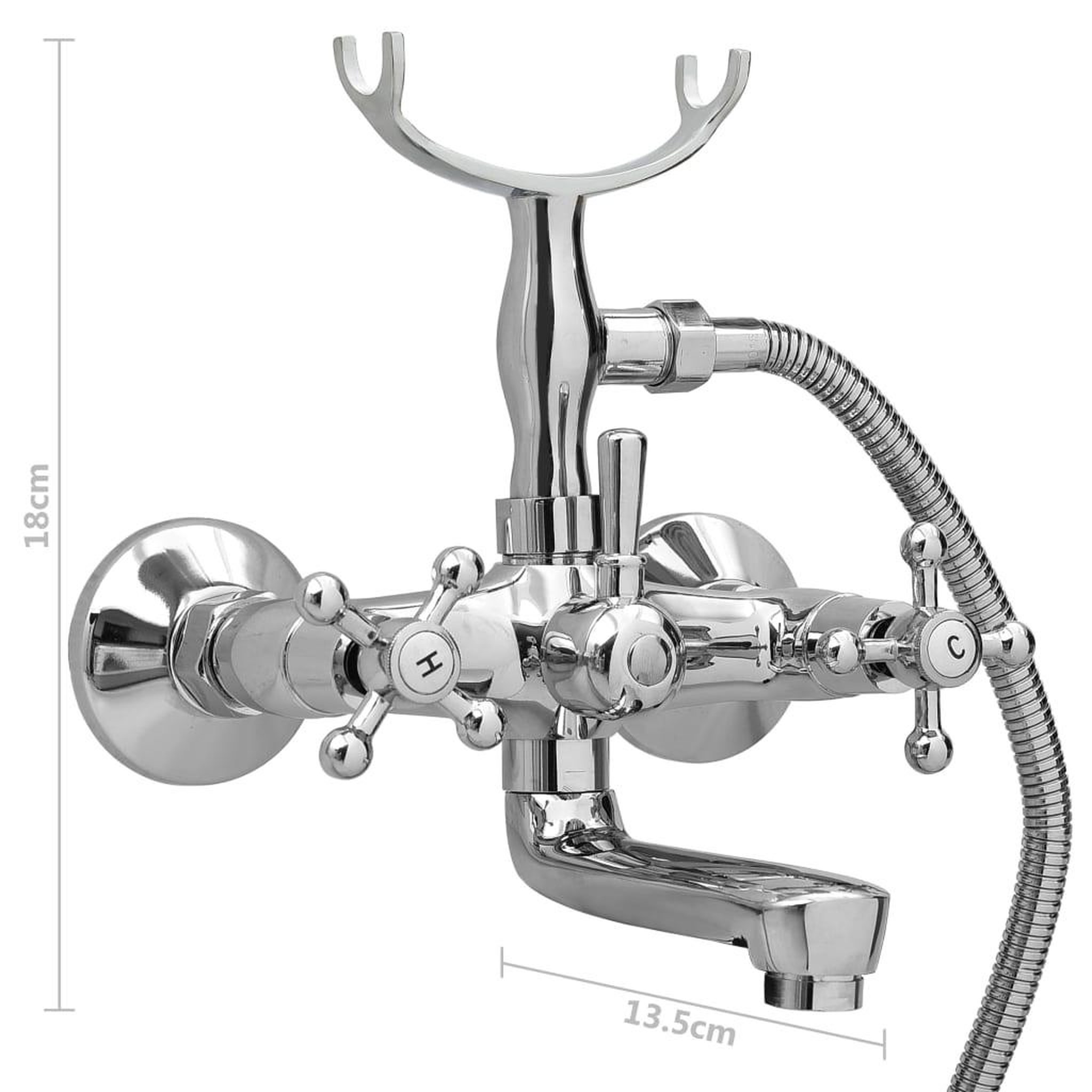 Voir la diapositive 6 : VIDAXL Robinet de baignoire a 2 poignees et deviateur de douche chrome