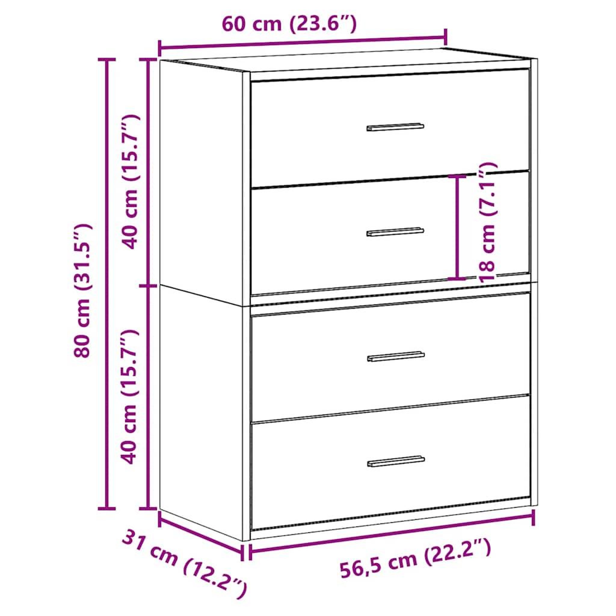 Voir la diapositive 6 : VIDAXL Armoires avec 2 tiroirs 2pcs blanc 60x31x40cm bois d'ingenierie