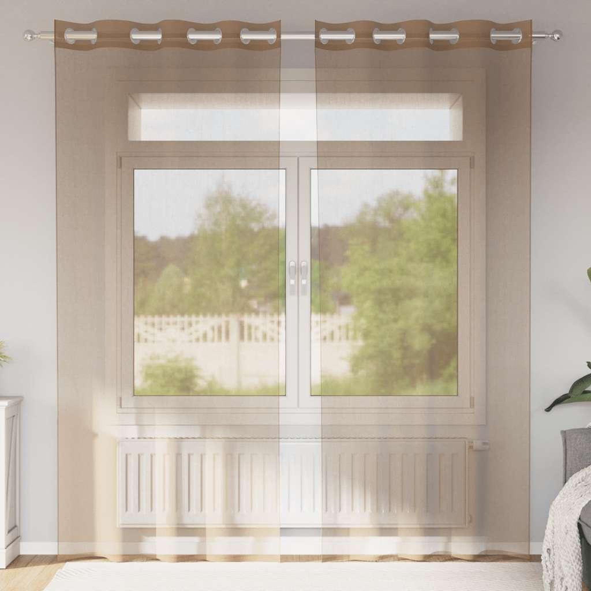 VIDAXL Rideaux en voile avec œillets 2 pcs marron clair