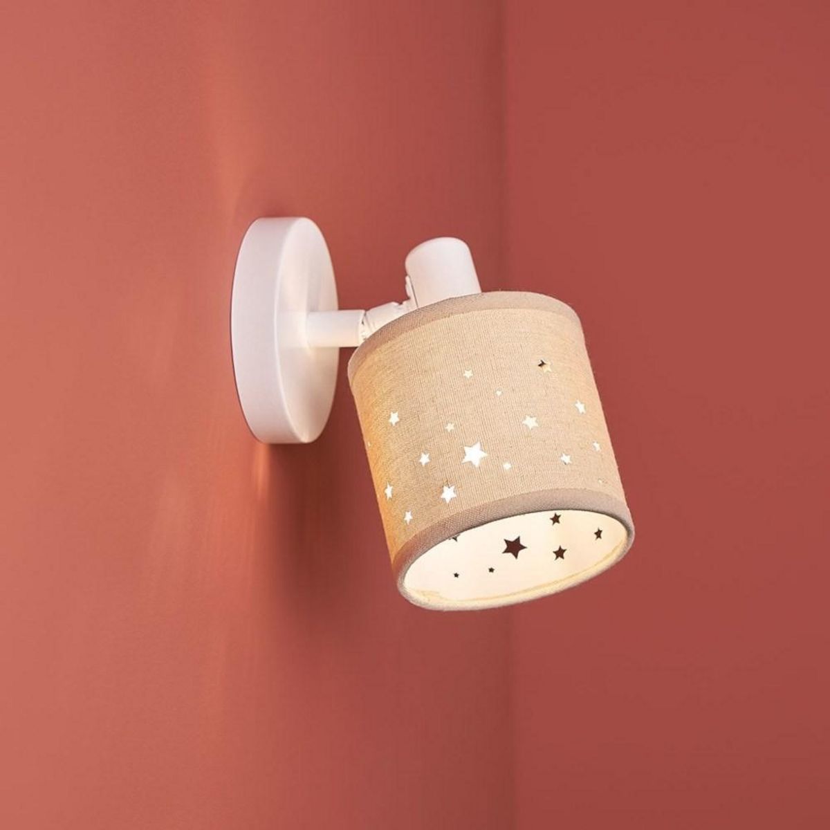OSTARIA Spot patère orientable 1 abat-jour Lin beige
