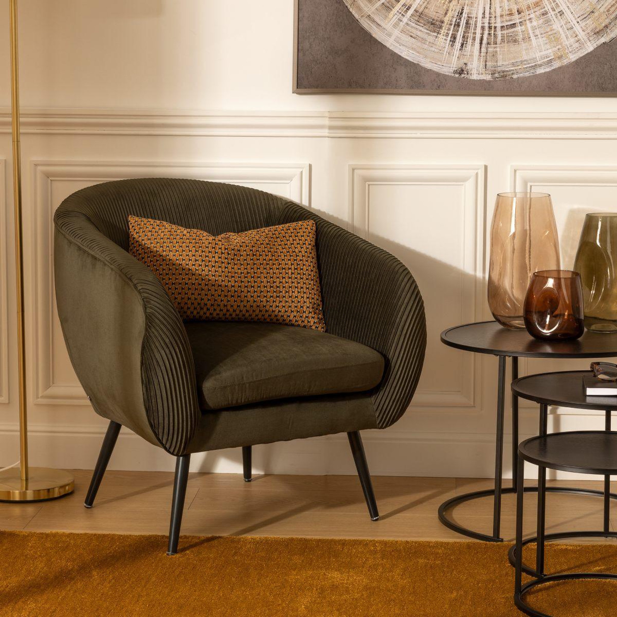 Voir la diapositive 5 : ATMOSPHERA Fauteuil design en velours  solaro  78cm kaki
