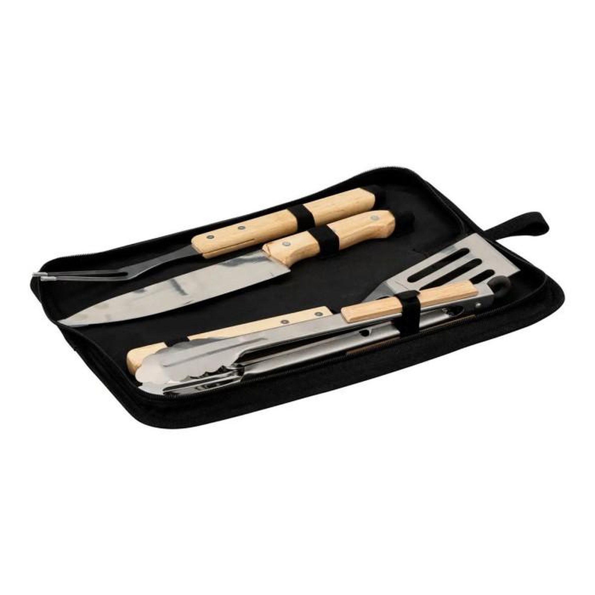 NEKA Mallette de Barbecue  4 Ustensiles  38cm Noir