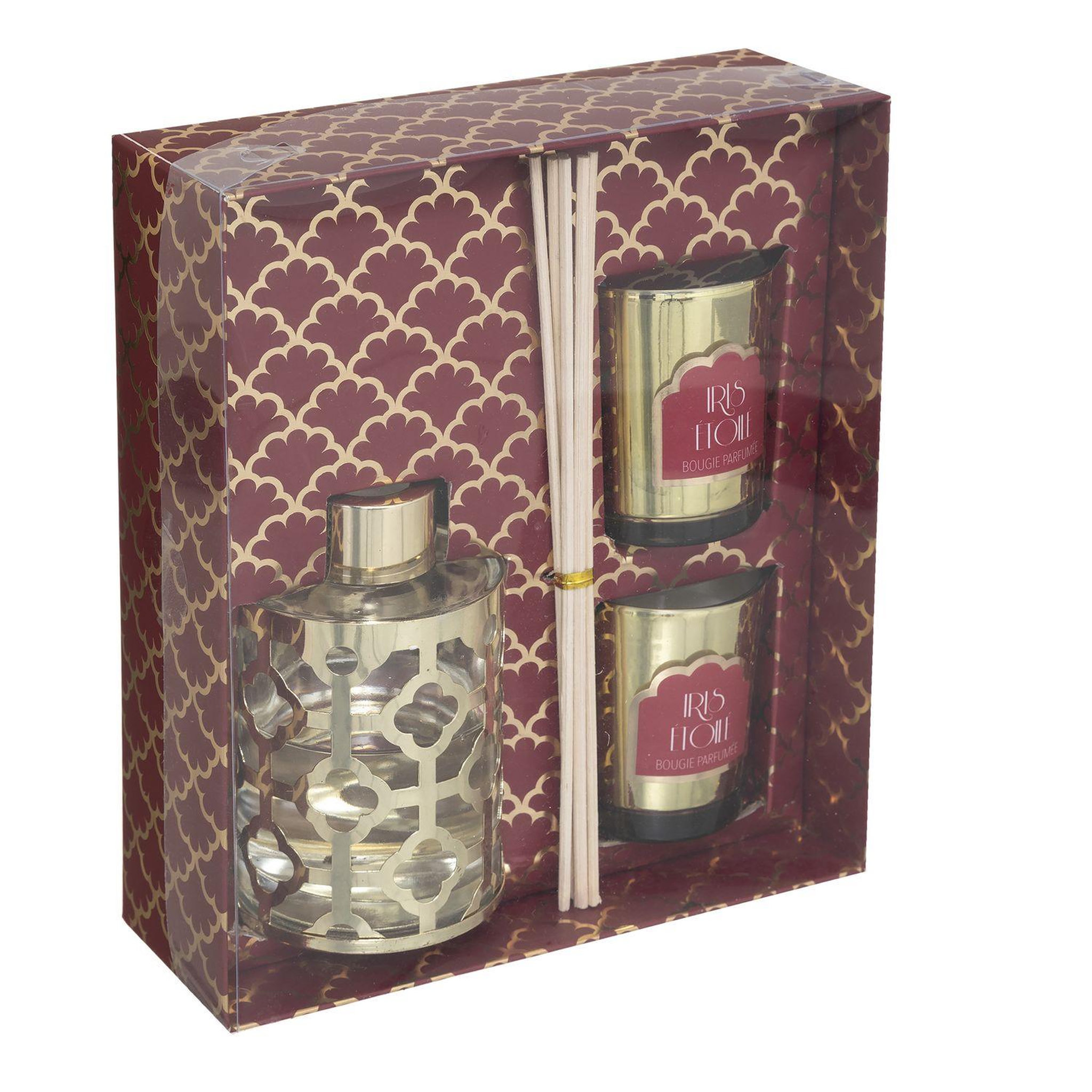 FEERIC LIGHT & CHRISTMAS Coffrets 2 bougies et diffuseur 100 ml - doré et rouge