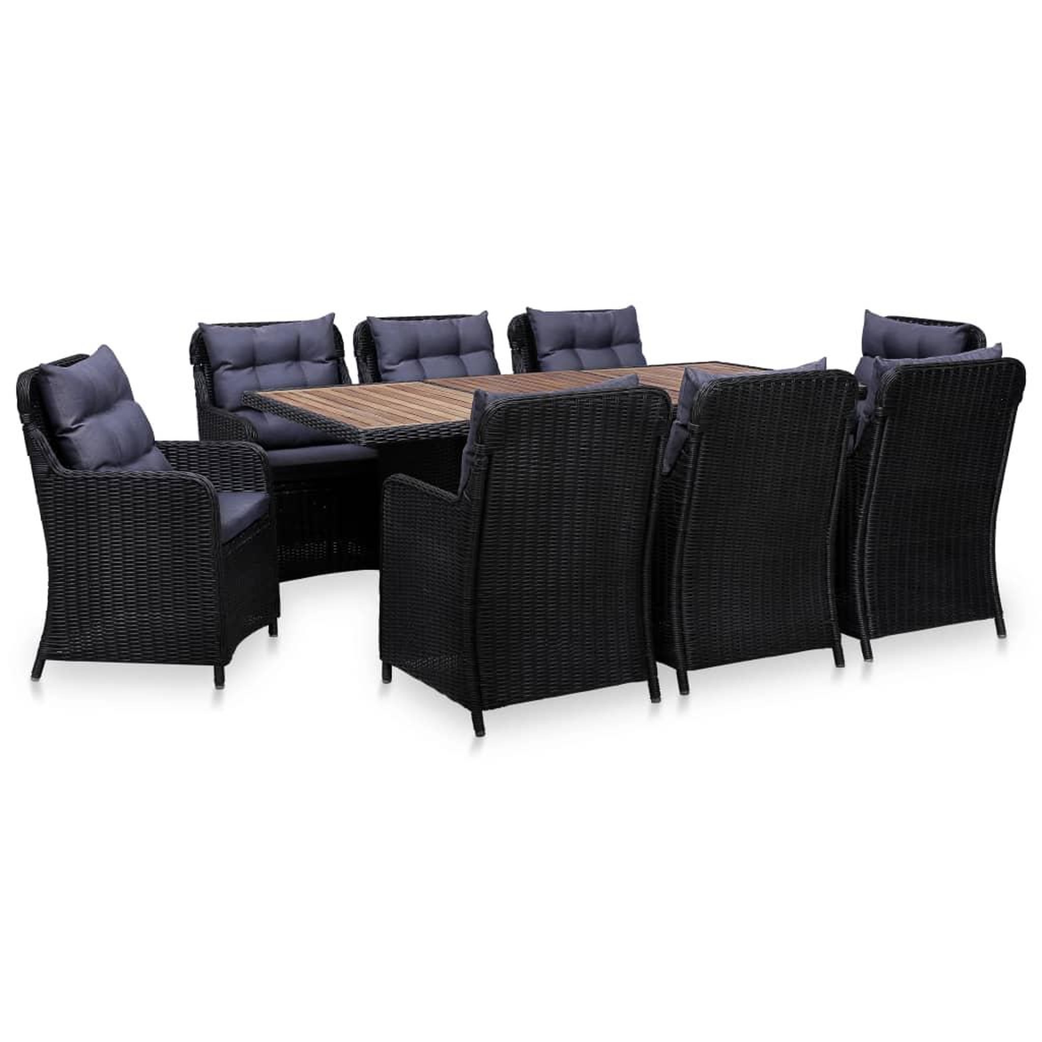 Voir la diapositive 1 : VIDAXL Ensemble a manger d'exterieur 9 pcs Resine tressee Noir